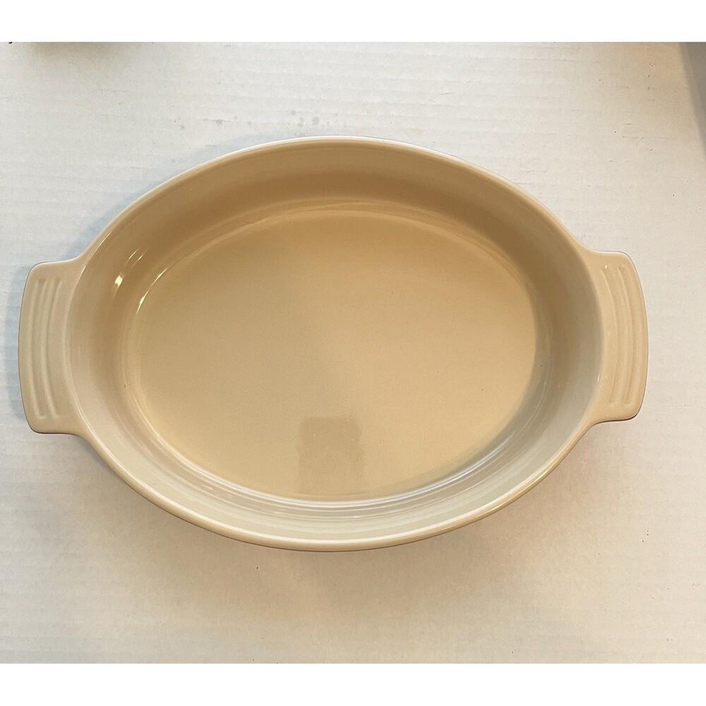 Le Creuset Poterie Oval 11” Espresso Looks Unused Enamel Stoneware Baker 28 cm
